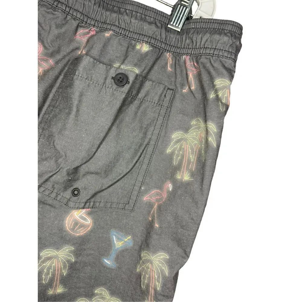 Goodfellow Flamingo & Palm Trees Swim Trunks - Men’s XL‎